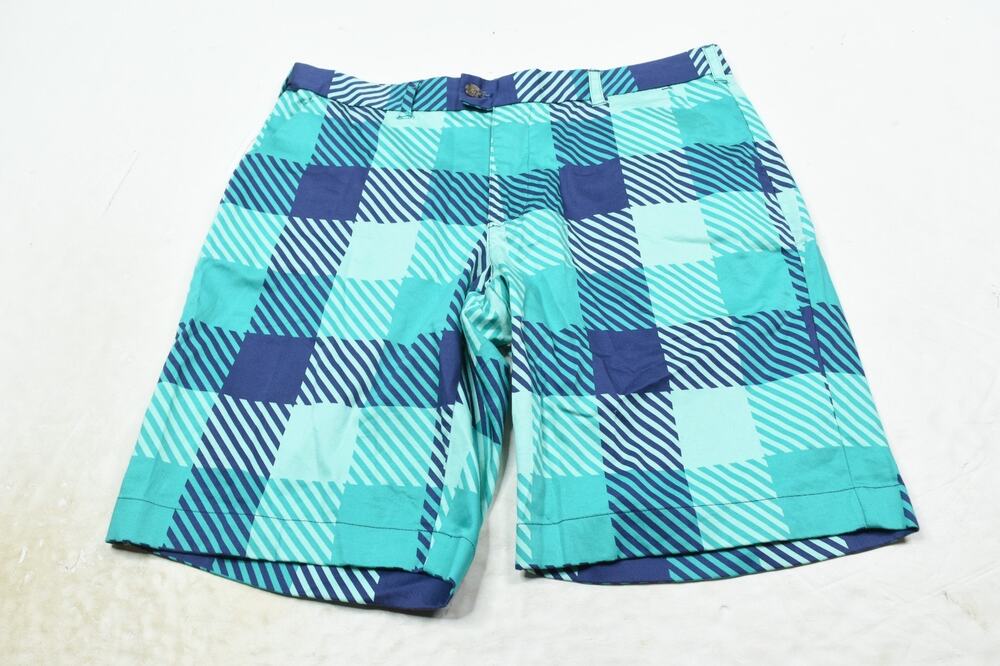 LoudMouth Golf Shorts Mens 36 Blue Plaid Cotton Regular Fit